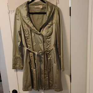 DKNY Jeans Olive Double-Breasted Women's Coat